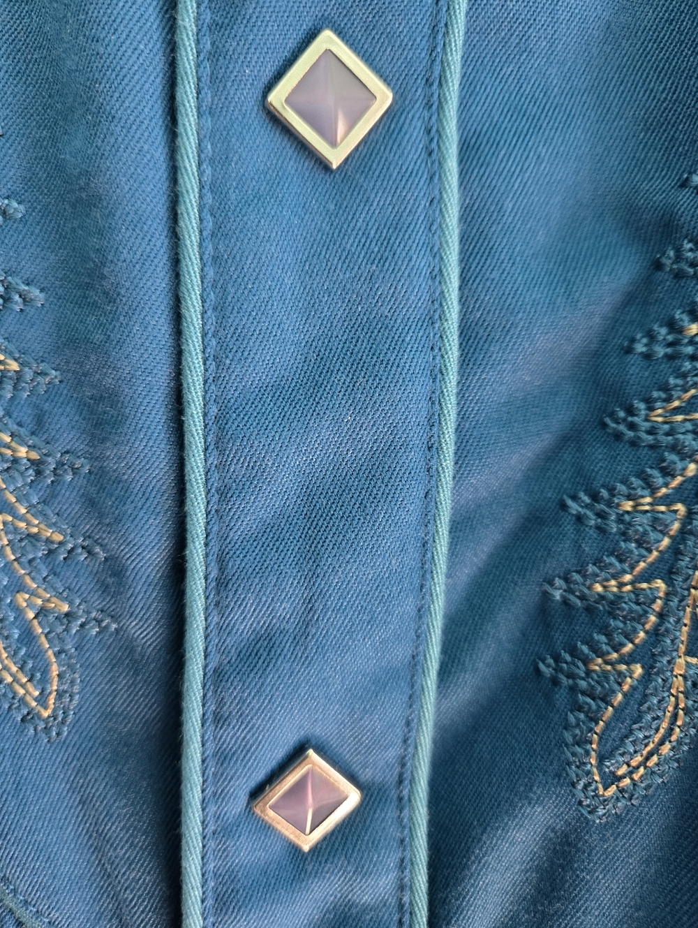 Scully Royal Blue Embroidered Western Shirt - Picture 3 of 6